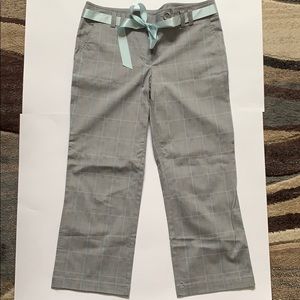 Light Blue and Grey Plaid Wider Leg Dress Pant